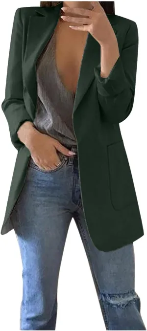 Blazers for Women 2024 Lightweight Open Front Cardigan Shirts Fall Fashion Business Outfits Long Sleeve with Pockets