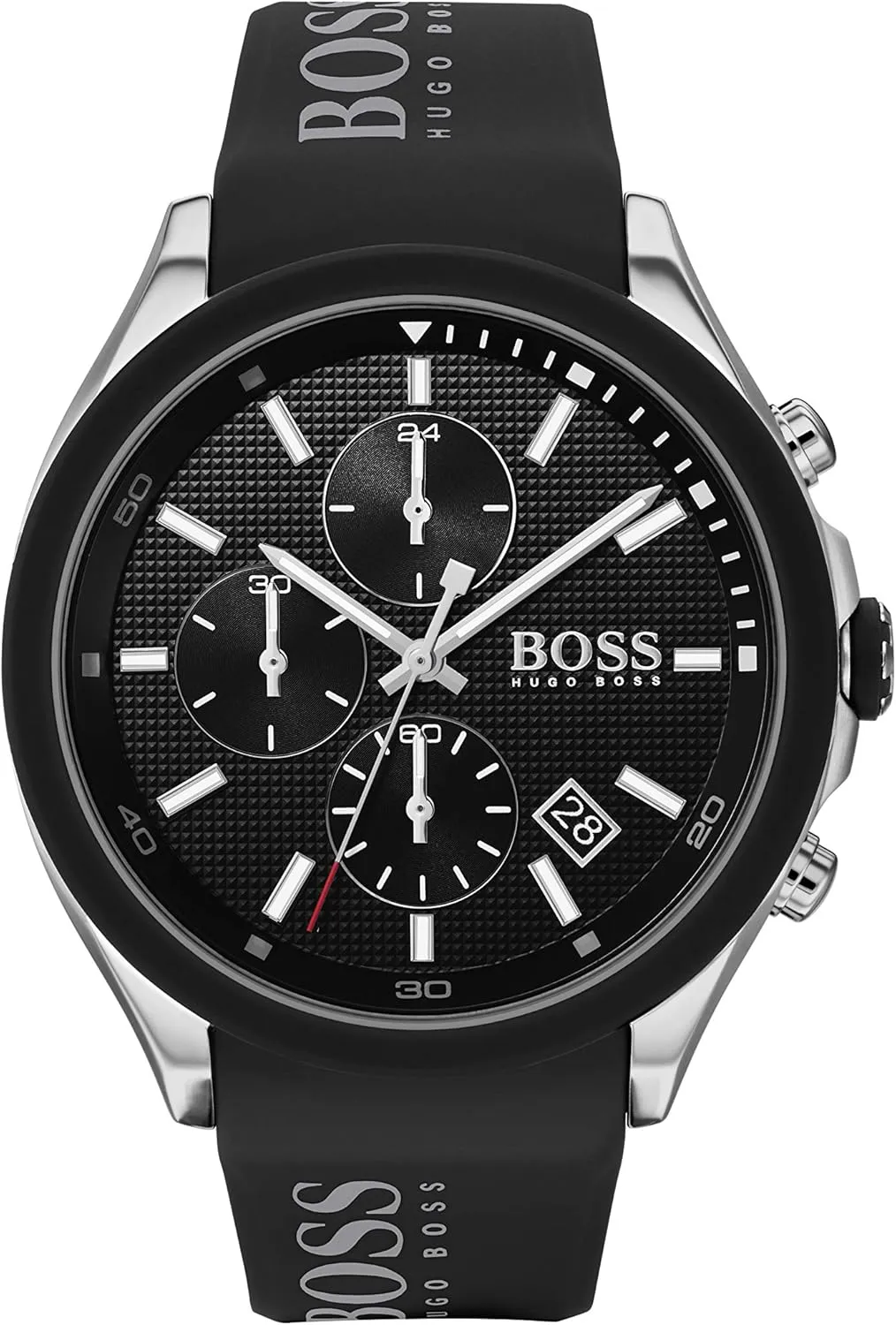 BOSS Men's Stainless Steel Quartz Watch with Silicone Strap, Black, 22 (Model: 1513716)