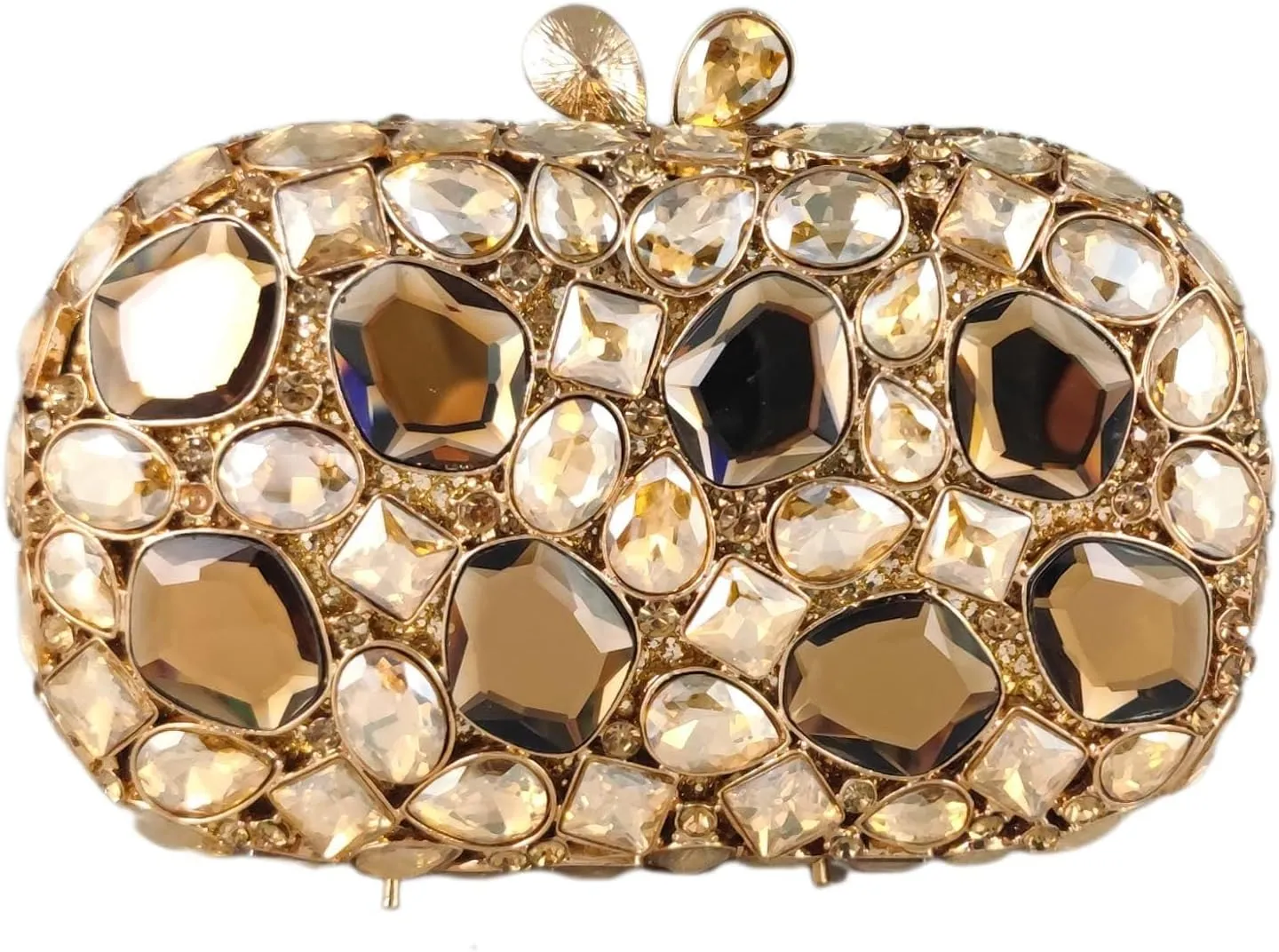Boutique De FGG Crystal Clutch Purses for Women Formal Clutch Gemstone Prom Purse Wedding Party Rhinestone Evening Bag,Mini