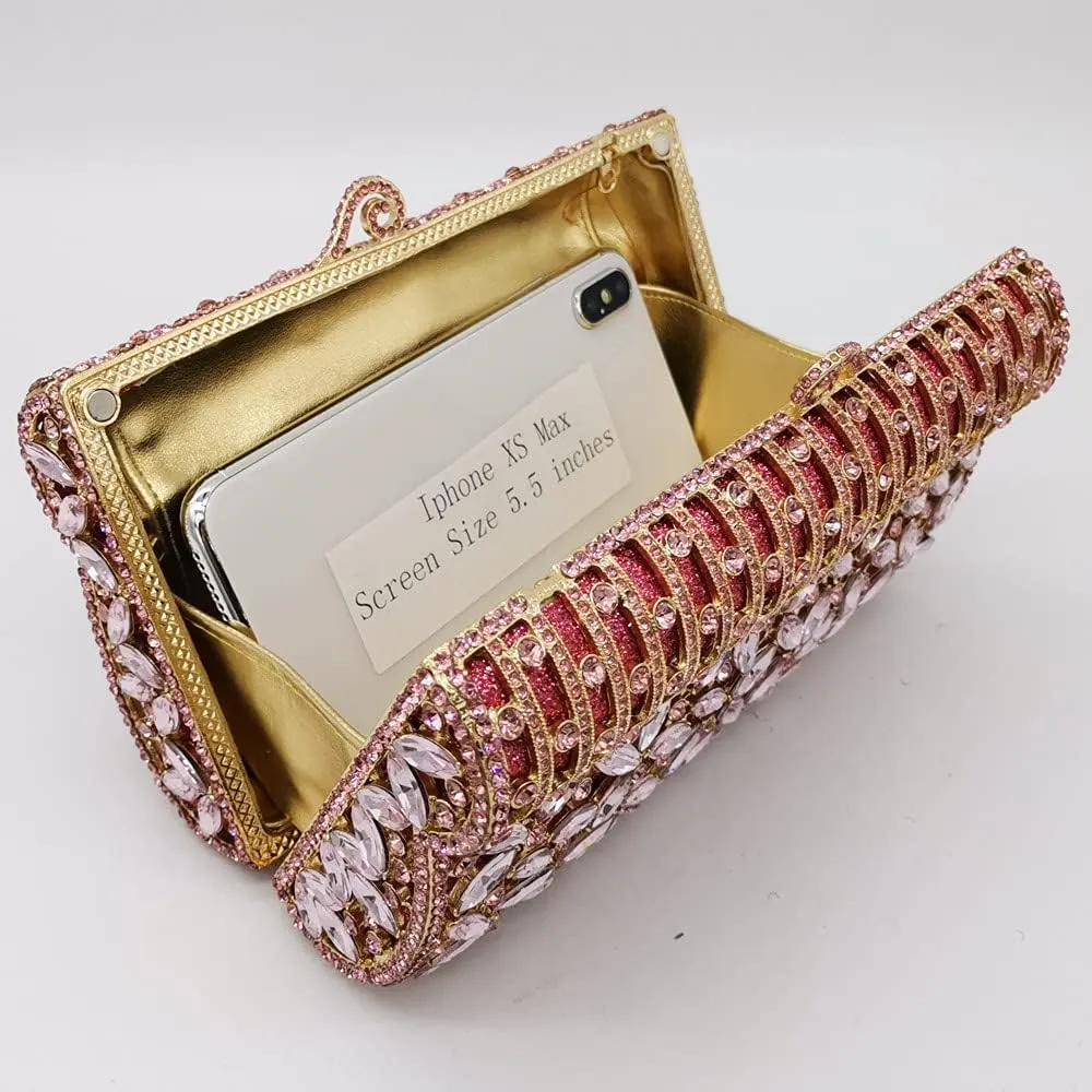 Boutique De FGG Sparkling Rhinestone Clutch Purses for Women Formal Evening Bags Bridal Wedding Crystal Clutch Handbags,Mini