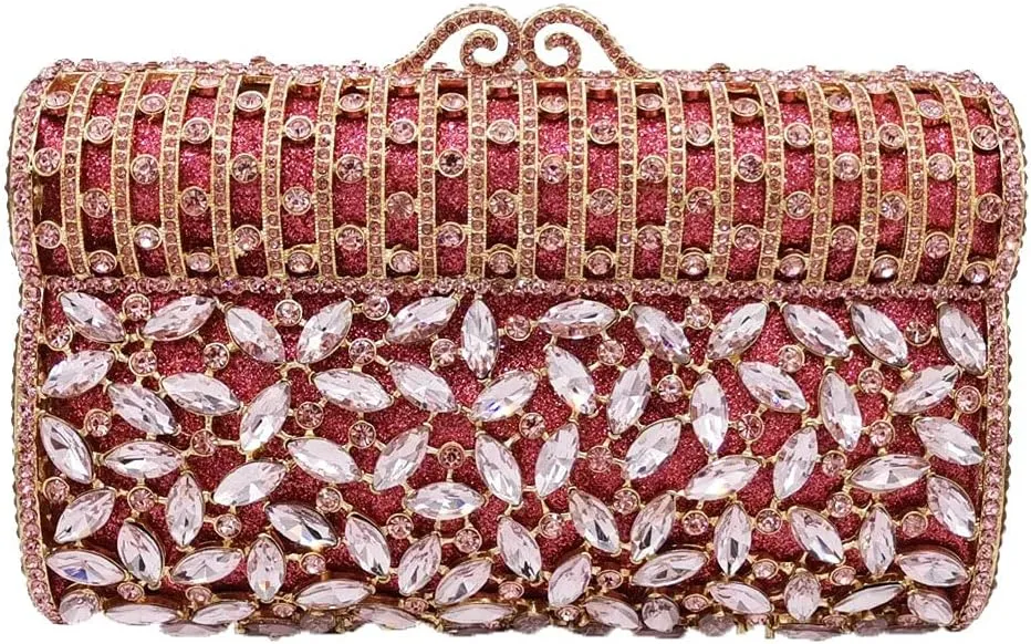 Boutique De FGG Sparkling Rhinestone Clutch Purses for Women Formal Evening Bags Bridal Wedding Crystal Clutch Handbags,Mini