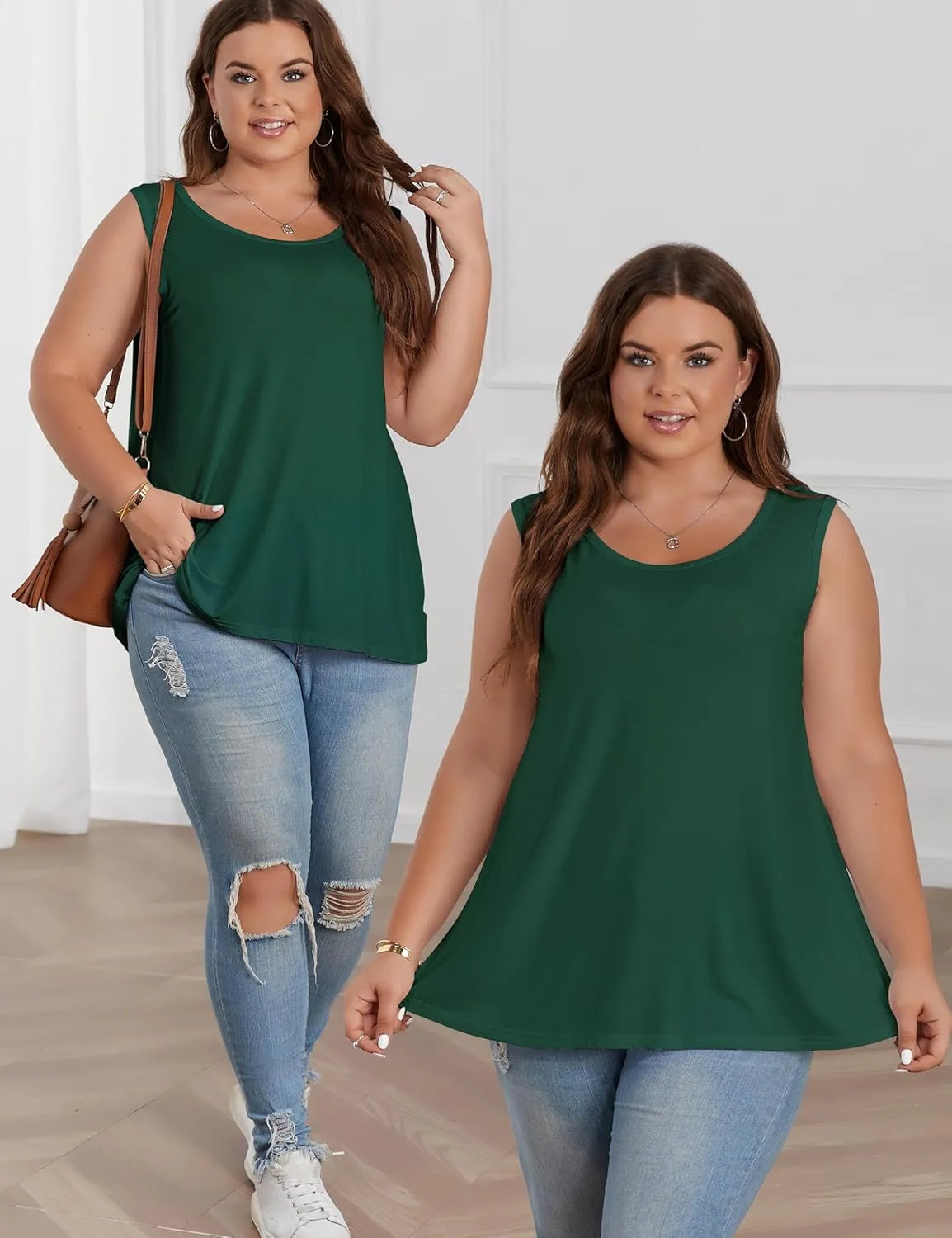 BQTQ 3 Pack Womens Tank Tops Loose Fit Summer Scoop Neck Tops Sleeveless Shirts