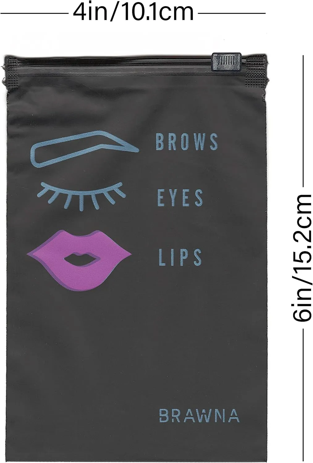 BRAWNA 50 Pck Black Eyebrow Microblading Aftercare Bags - 4x6 inches - Lash Extension & Makeup Mini Cosmetic Bags