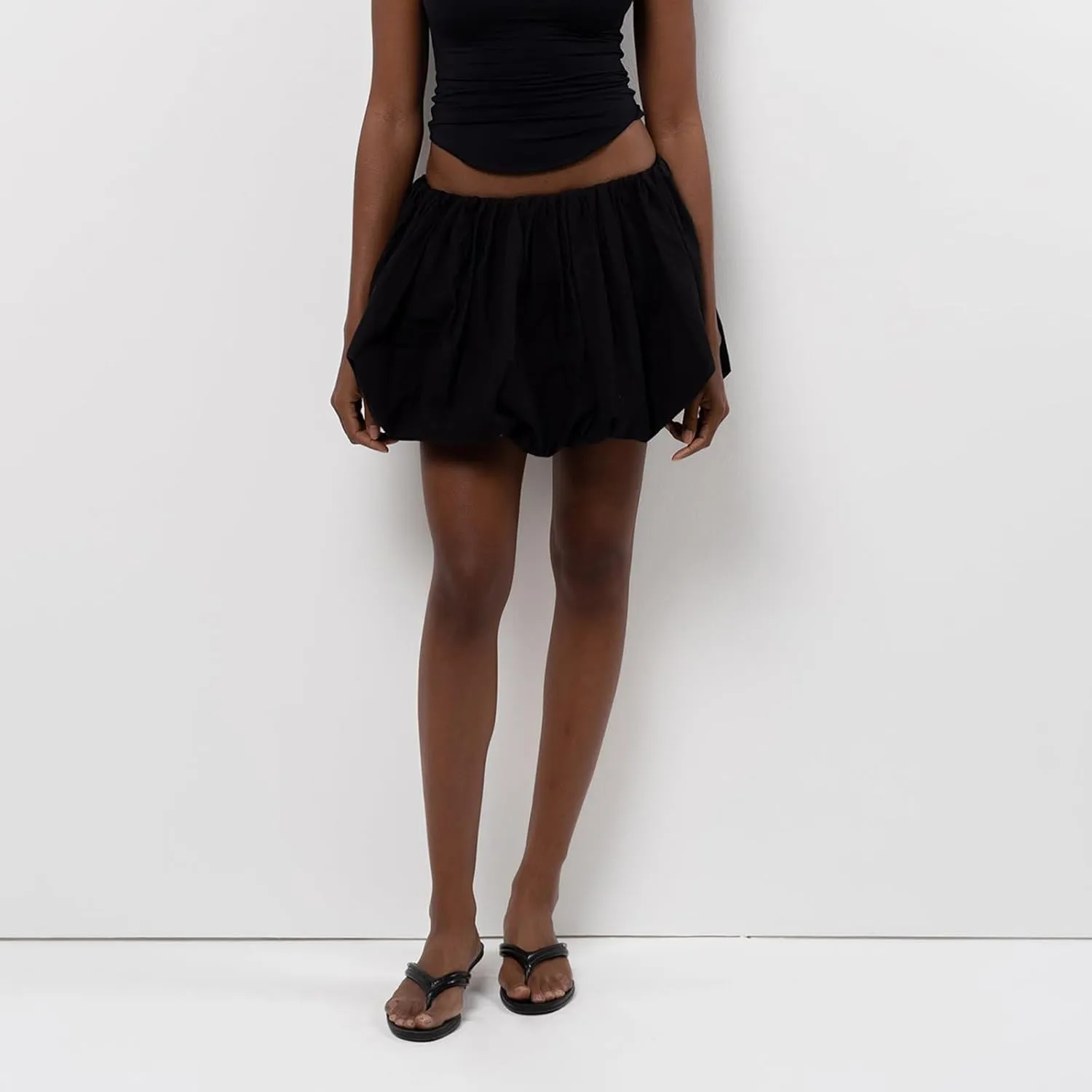Bubble Skirts for Women Casual Pleated Ruffle Hem A Line Mini Skirt Y2K Puffy Skirts Streetwear