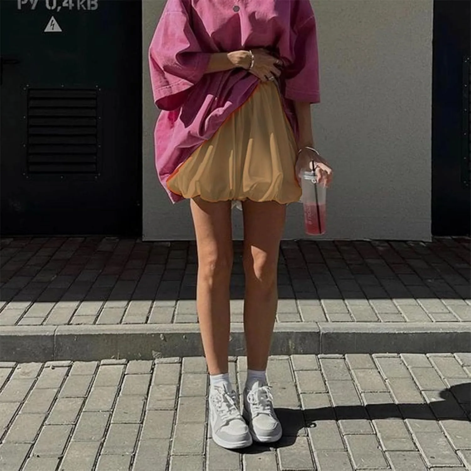 Bubble Skirts for Women Casual Pleated Ruffle Hem A Line Mini Skirt Y2K Puffy Skirts Streetwear