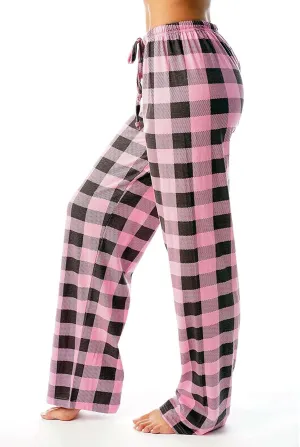 Buffalo Plaid Pajama Pants Women Soft Stretch Lightweight Lounge Pants Comfy Fit Drawstring Sleep Pants Trousers