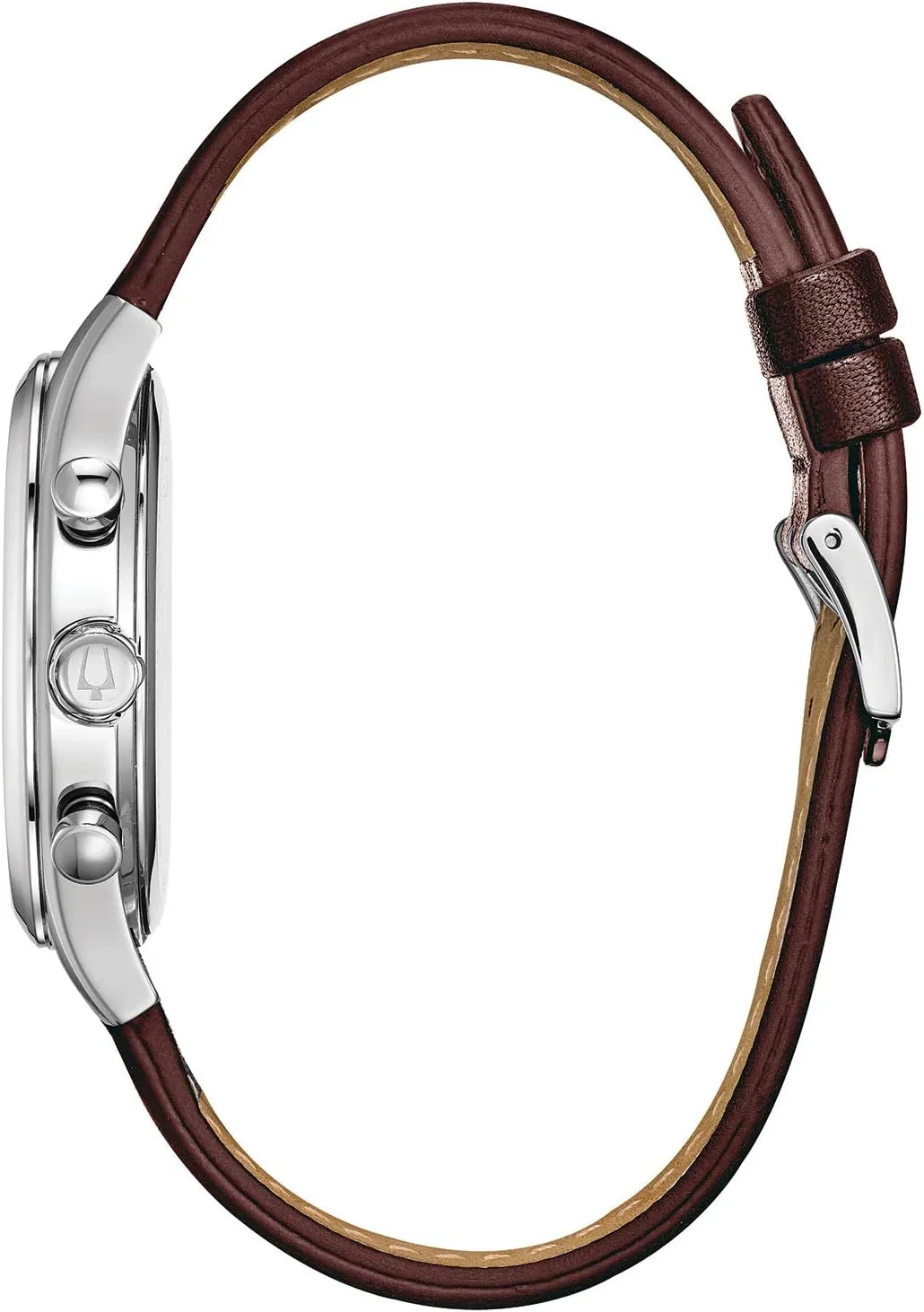 Bulova Men's Classic Stainless Steel 6-Hand Chronograph Quartz Leather Strap Watch with Grey Dial, Gold Accents, Arabic Markers, 41mm
