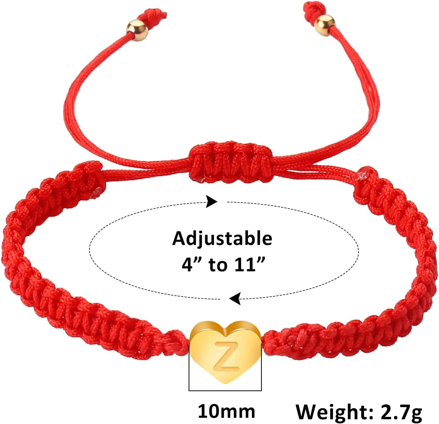 Ca4184-81e Bracelet Gold Plated Letter Woven Bracelet Dainty Heart Charm Red Bracelet Woven Red Digital Watch for