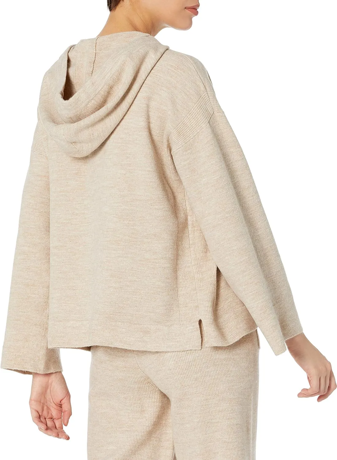 Cable Stitch Women's Oversized Wide Sleeve Hoodie Sweater  Lounge Long Sleeve Slouchy Casual Hooded Pullover Top