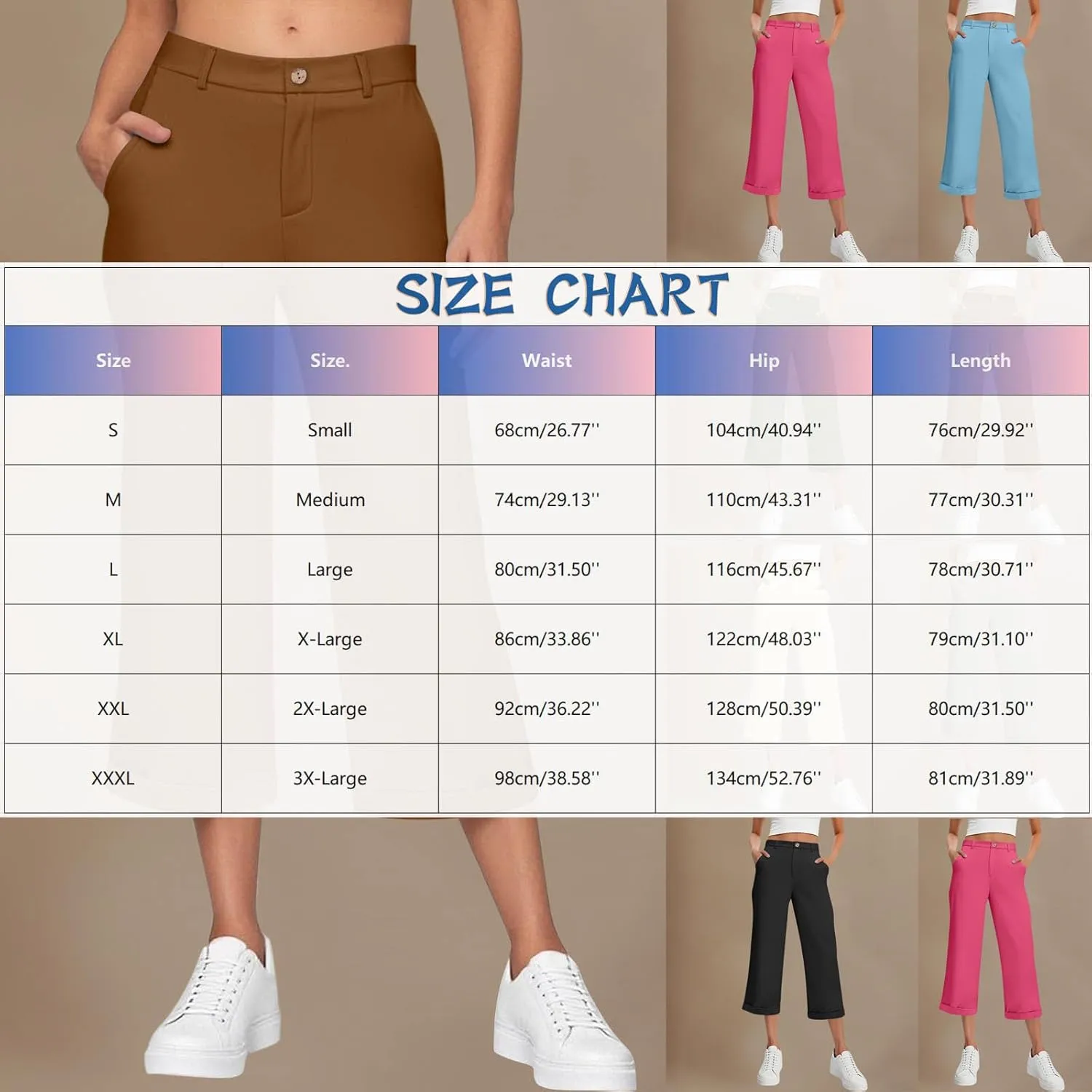 Capri Pants for Women Zip-Up Casual Dressy Pants with Pockets 2025 Trendy Plain Suit Trousers Loose Back Elastic Waist Capris