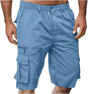 Cargo Shorts for Men 2025 Summer Trendy Elastic Waist Outdoor Hiking Shorts Big and Tall Bermuda Shorts with Pockets