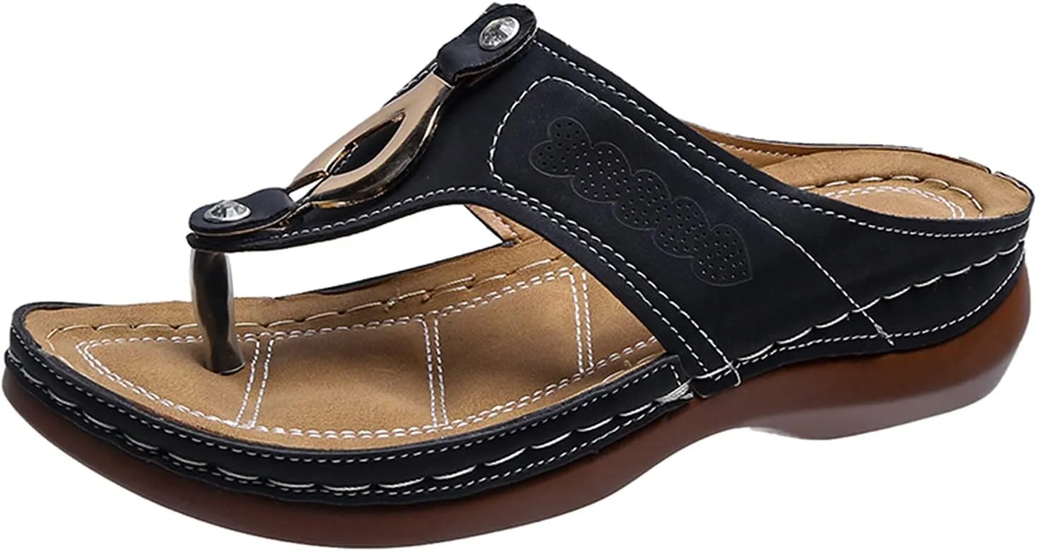 Cathalem Orthopedic Wedge Sandals for Women Dressy Summer Orthotic Slides Open Toe Orthotic Flip Flops