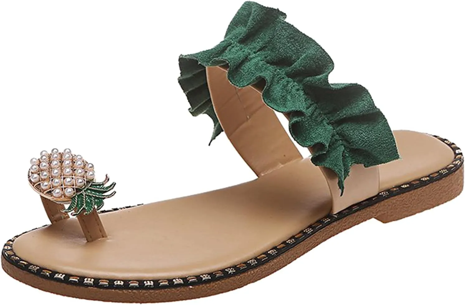 Cathalem Platform Sandals for Women Summer Dressy Casual Flip Flops Beaded Shoes Women Clip Toe Boho Comfortable Beach Sandals
