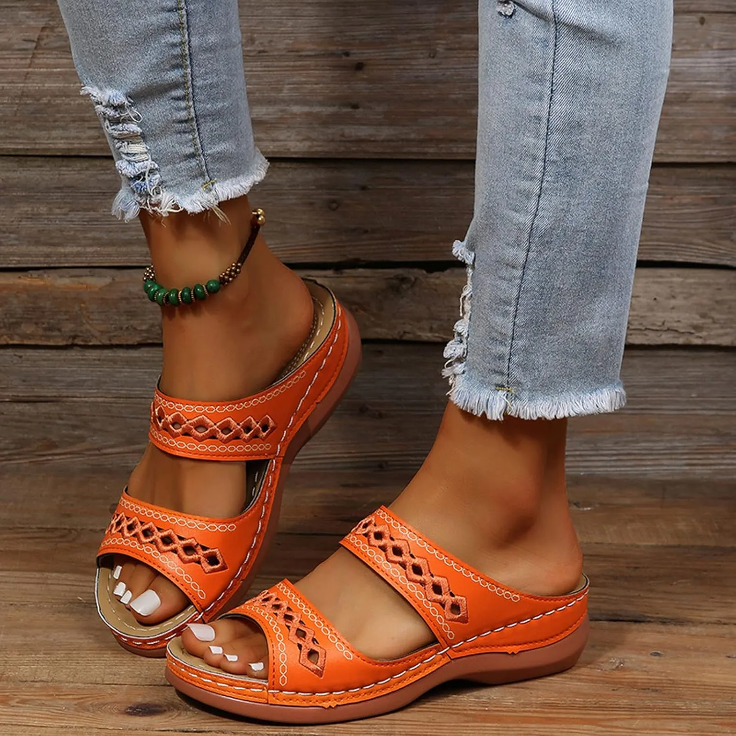 Cathalem Sandals for Women Dressy Summer, Womens Comfortable Platform Wedge Sandals Walking Shoes Beach Travel Outdoor Sandals