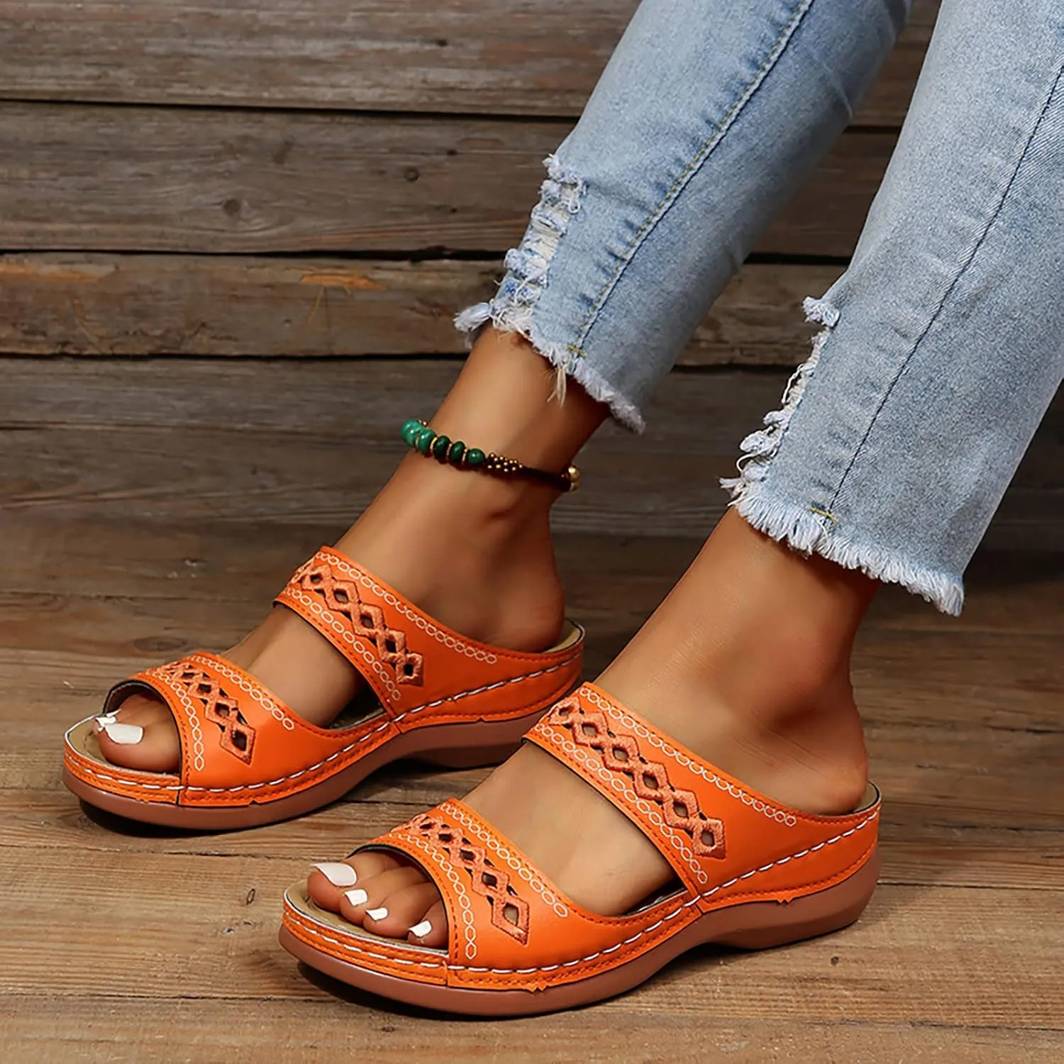 Cathalem Sandals for Women Dressy Summer, Womens Comfortable Platform Wedge Sandals Walking Shoes Beach Travel Outdoor Sandals