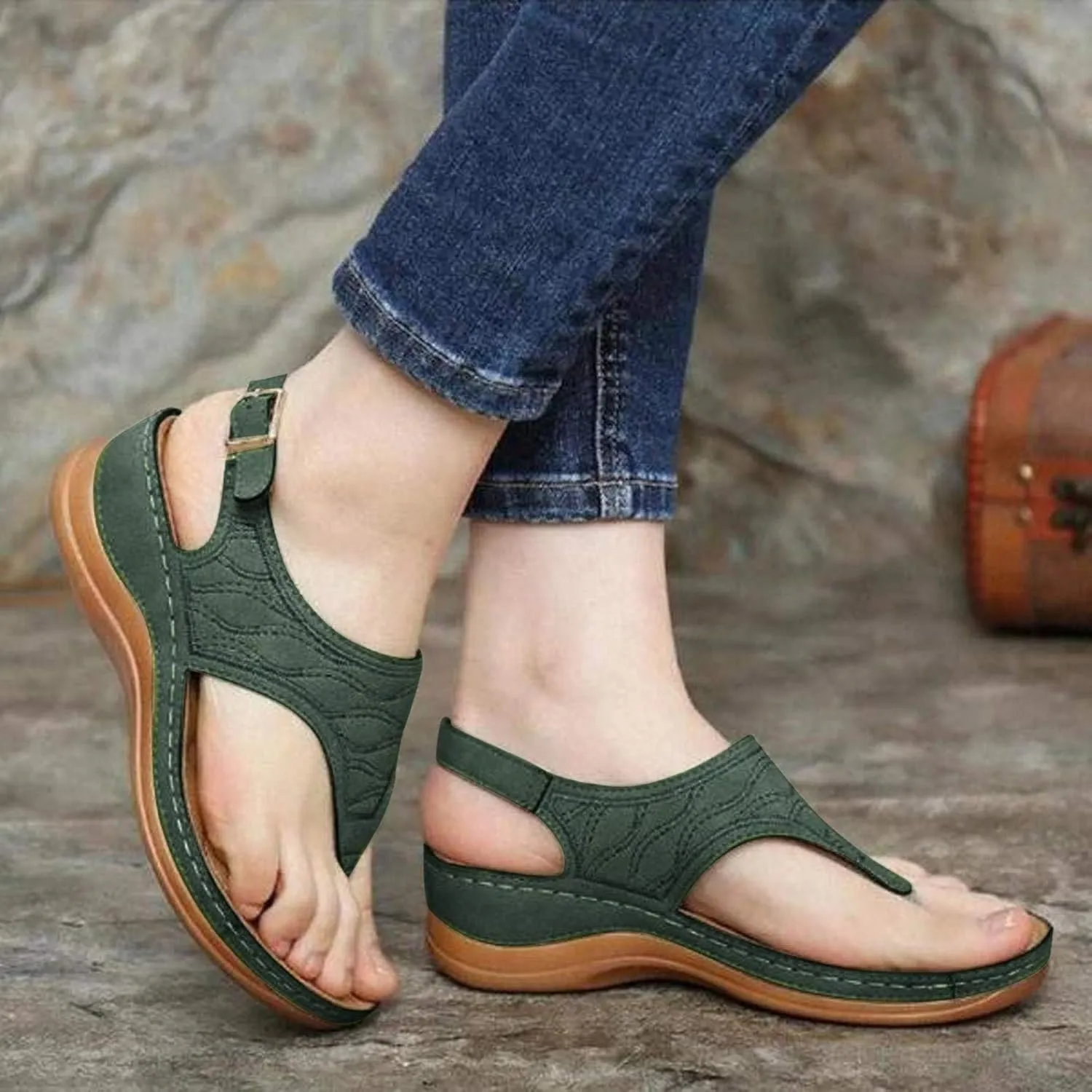 Cathalem Sandals Women Comfortable, Orthopedic Sandals for Women Arch Support 2024 Plus Size Casual Summer Shoes