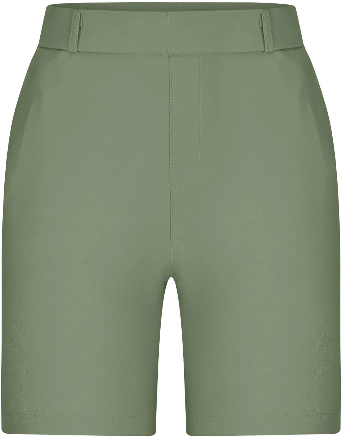 Chino Shorts for Women Comfy Casual Slim Fit Pull On Knee Length Shorts Solid Lounge Bermuda Shorts with Pockets