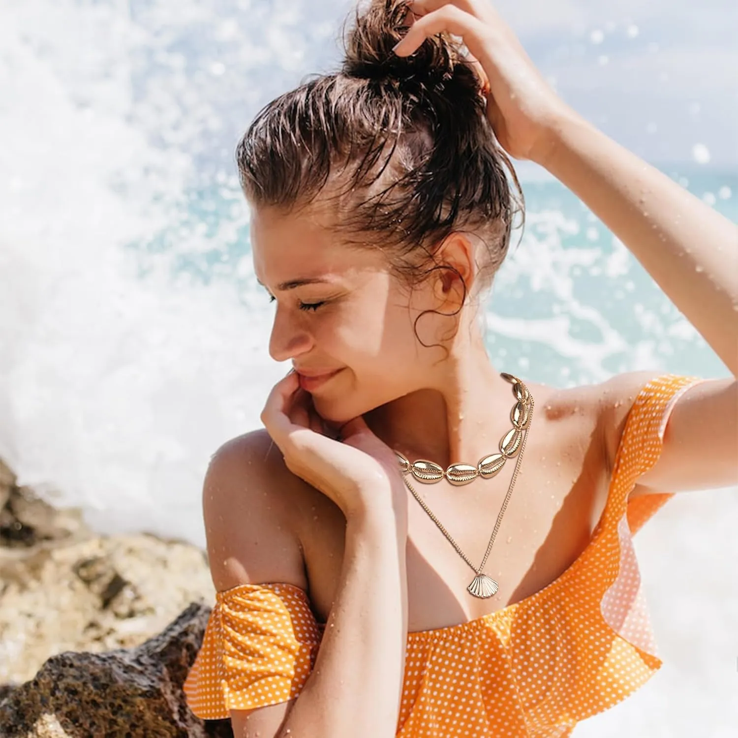 choice of all Shell Necklace for Women Ocean Jewelry Seashell Starfish Beaded Choker Necklaces Beach Vacation Essentials Holiday Jewelry