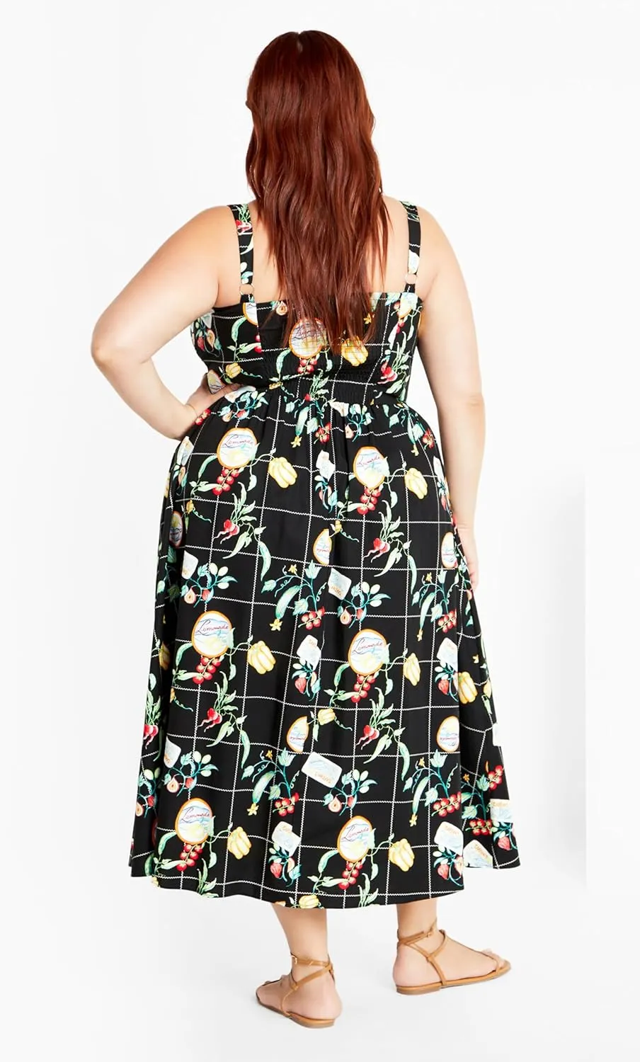 City Chic Women's Dress-Postcards Print Cotton