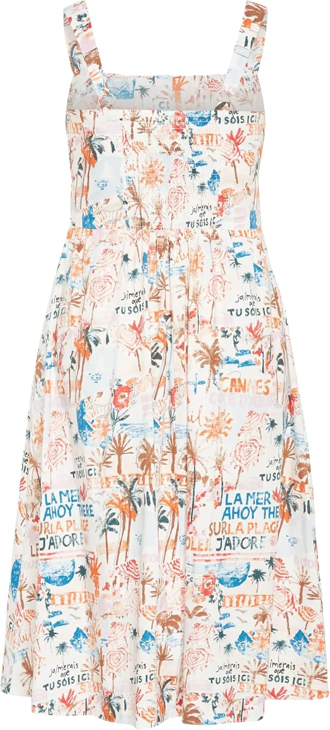 City Chic Women's Dress-Postcards Print Cotton