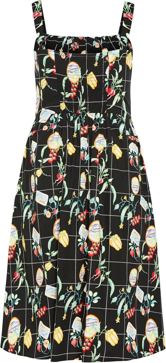 City Chic Women's Dress-Postcards Print Cotton