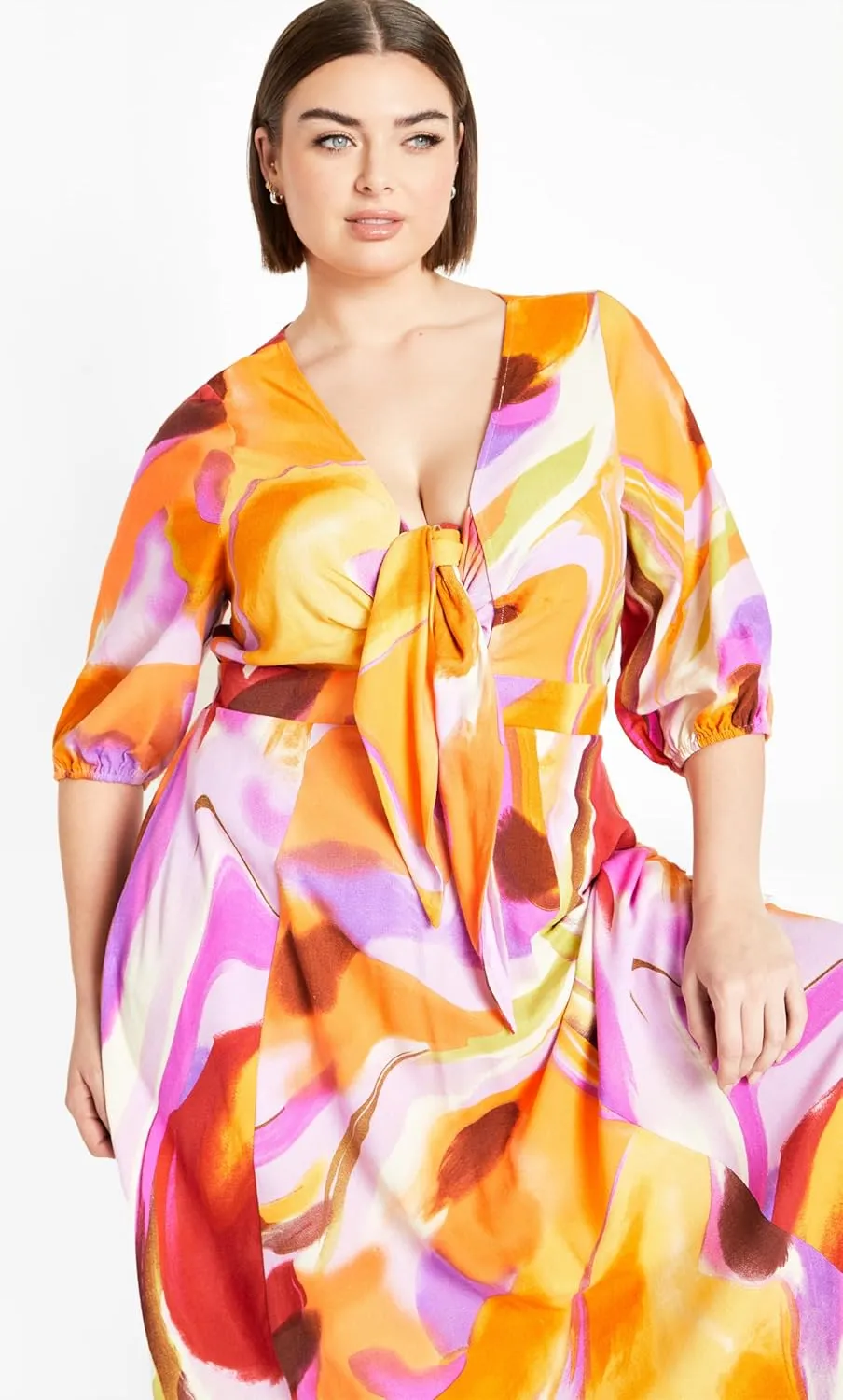 City Chic Women's Dress-Swirl Tie Print