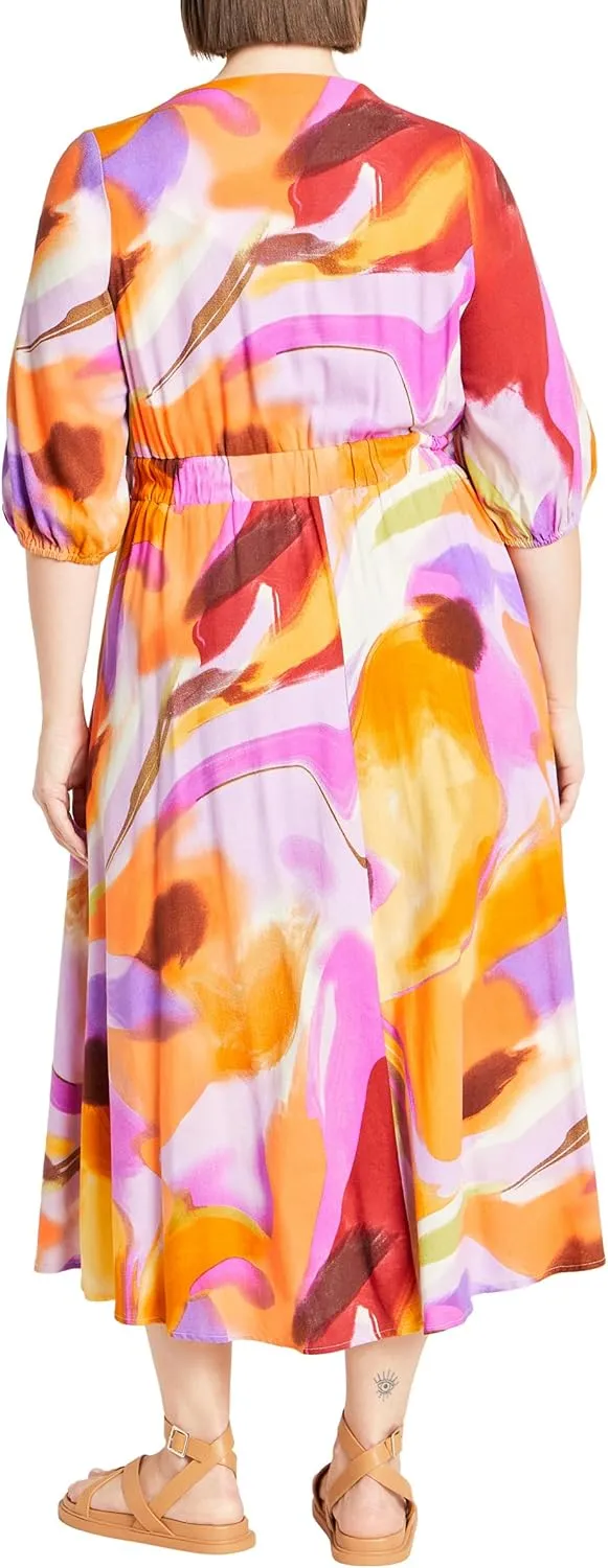 City Chic Women's Dress-Swirl Tie Print
