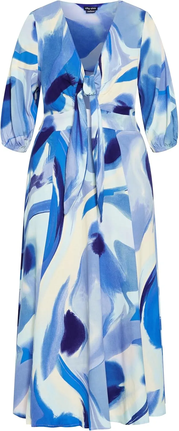 City Chic Women's Dress-Swirl Tie Print
