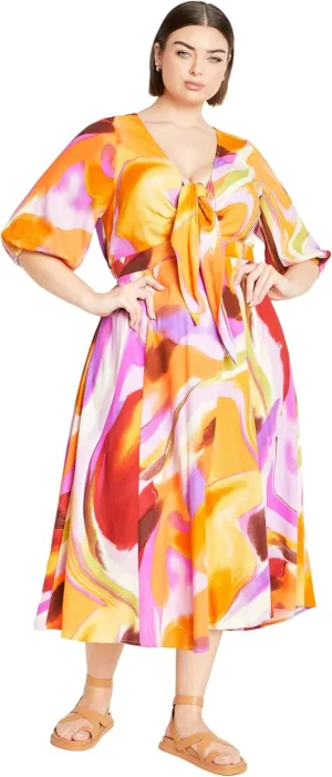 City Chic Women's Dress-Swirl Tie Print