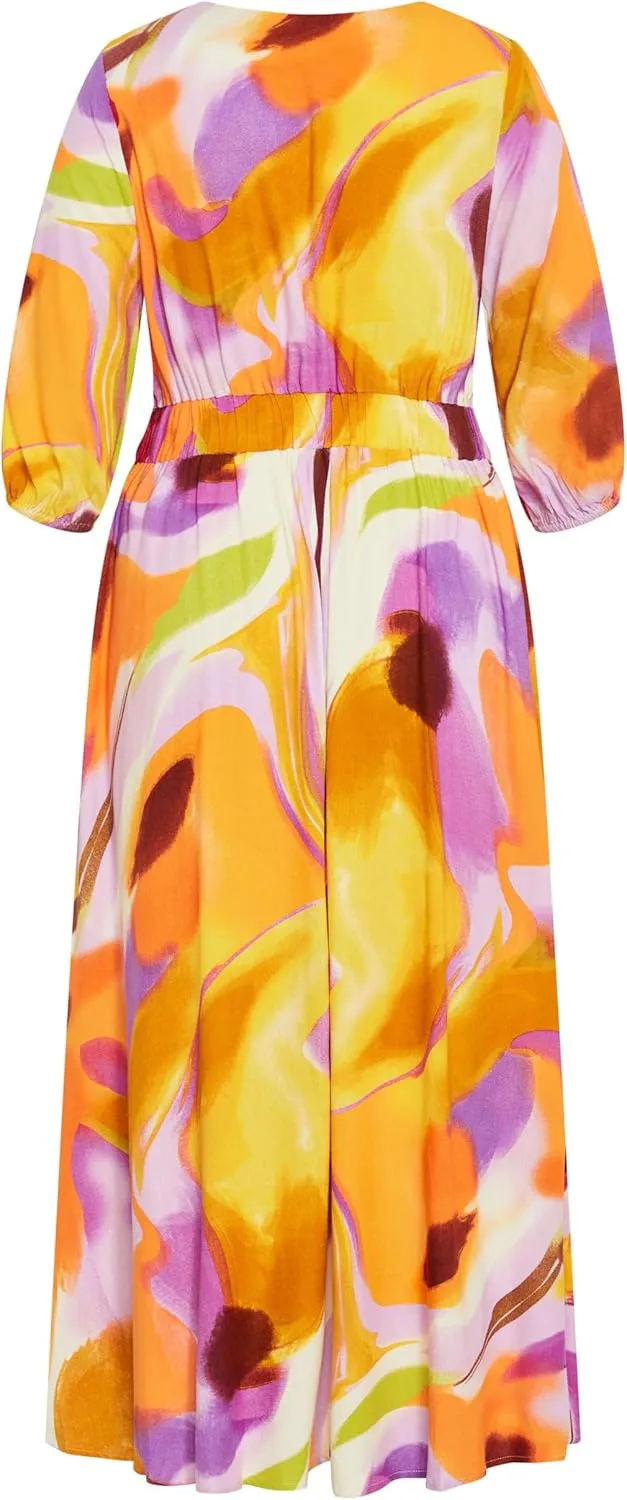 City Chic Women's Dress-Swirl Tie Print