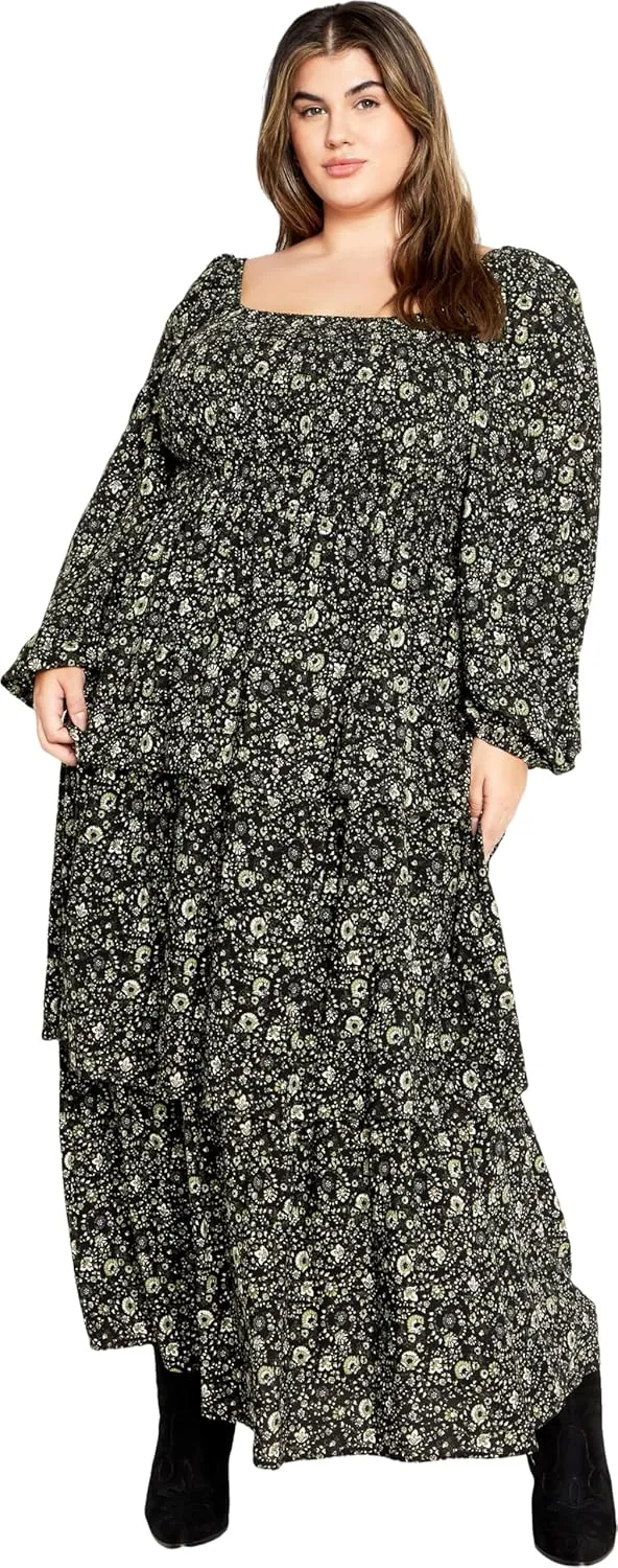 City Chic Women's Plus Size Dahlia Tiered Maxi Dress