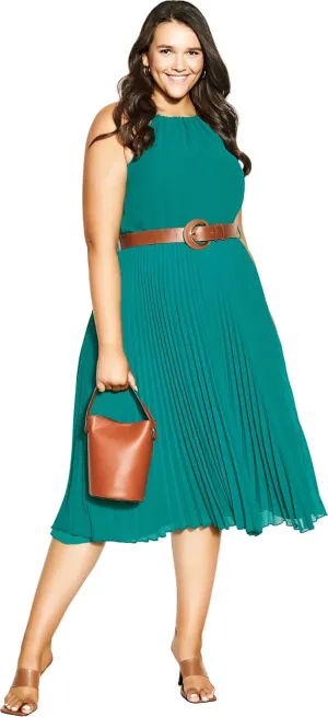 City Chic Women's Plus Size Halter Pleat Dress