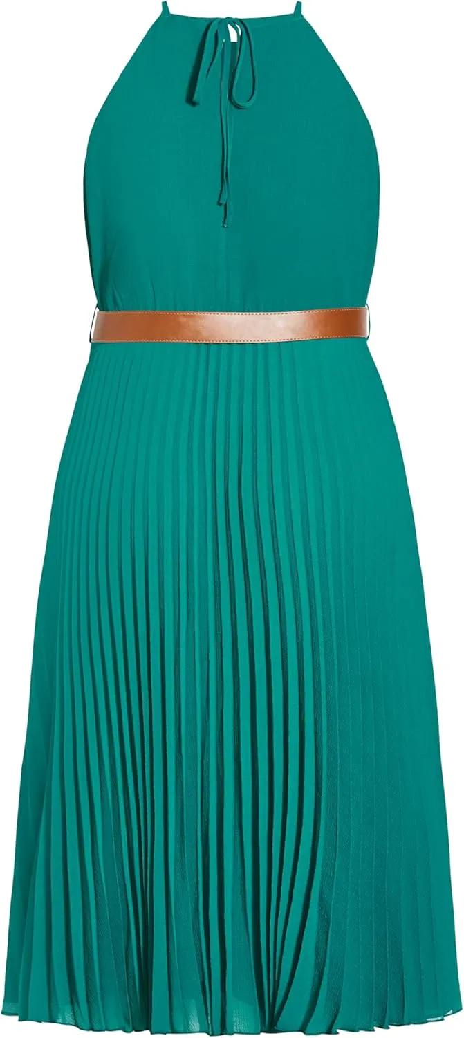 City Chic Women's Plus Size Halter Pleat Dress