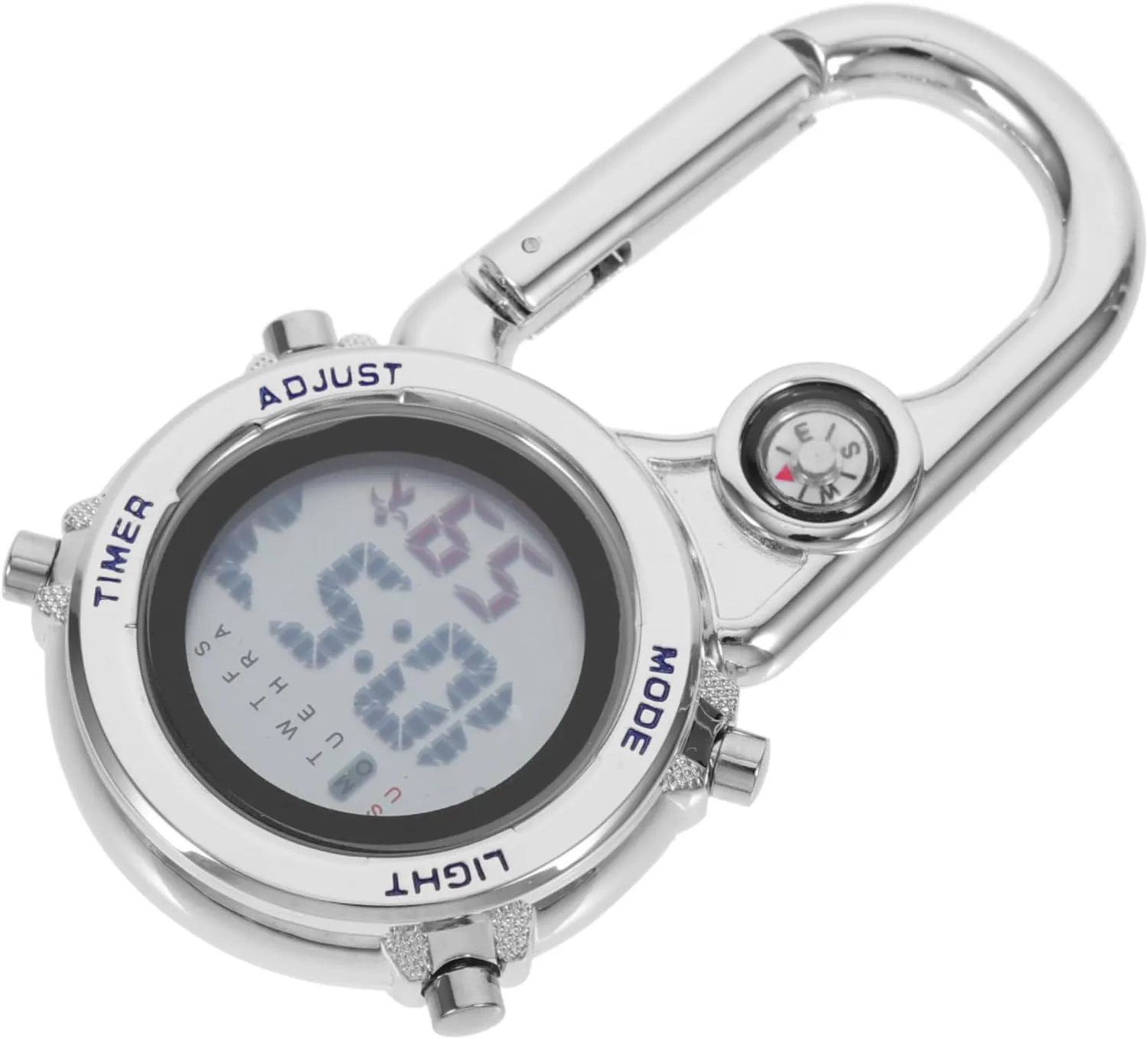 Clip Digital Watch with Carabiner Multifunctional Outdoor Pocket Timepiece for Hiking Camping and Travel Luminous Dial for Easy Reading Dark