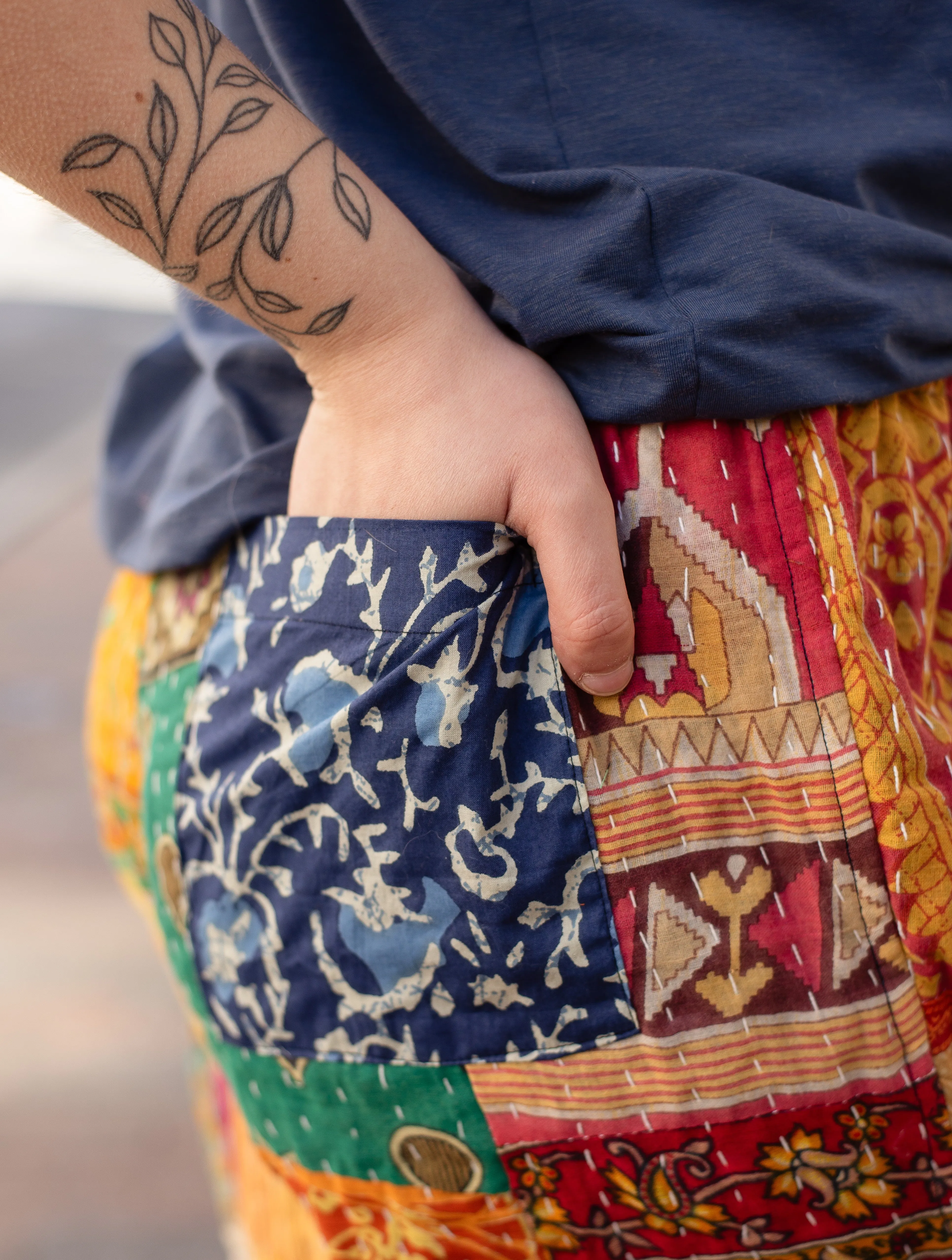 Cotton Kantha Shorts