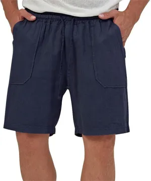 Cotton Linen Shorts for Men Elastic Waist Drawstring Summer Beach Shorts with Pockets Athletic Fit Lightweight Workout Shorts