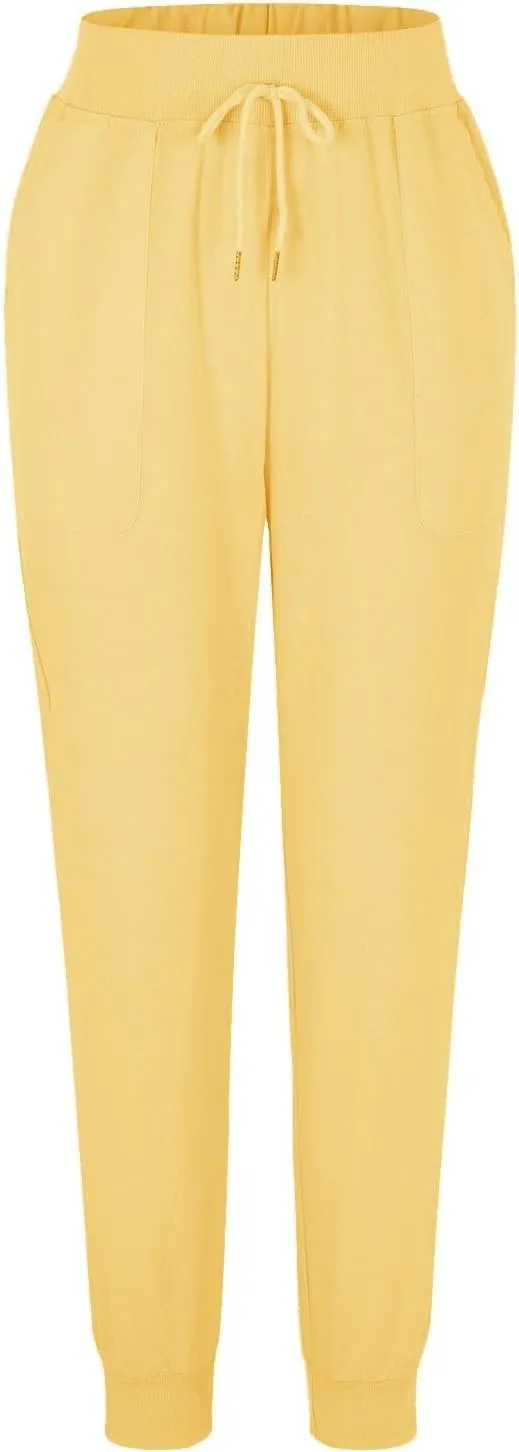 Cotton Linen Summer Pants for Women 2024 Elastic Waist Loose Fit Straight Leg Crop Pants Beach Trousers with Pockets