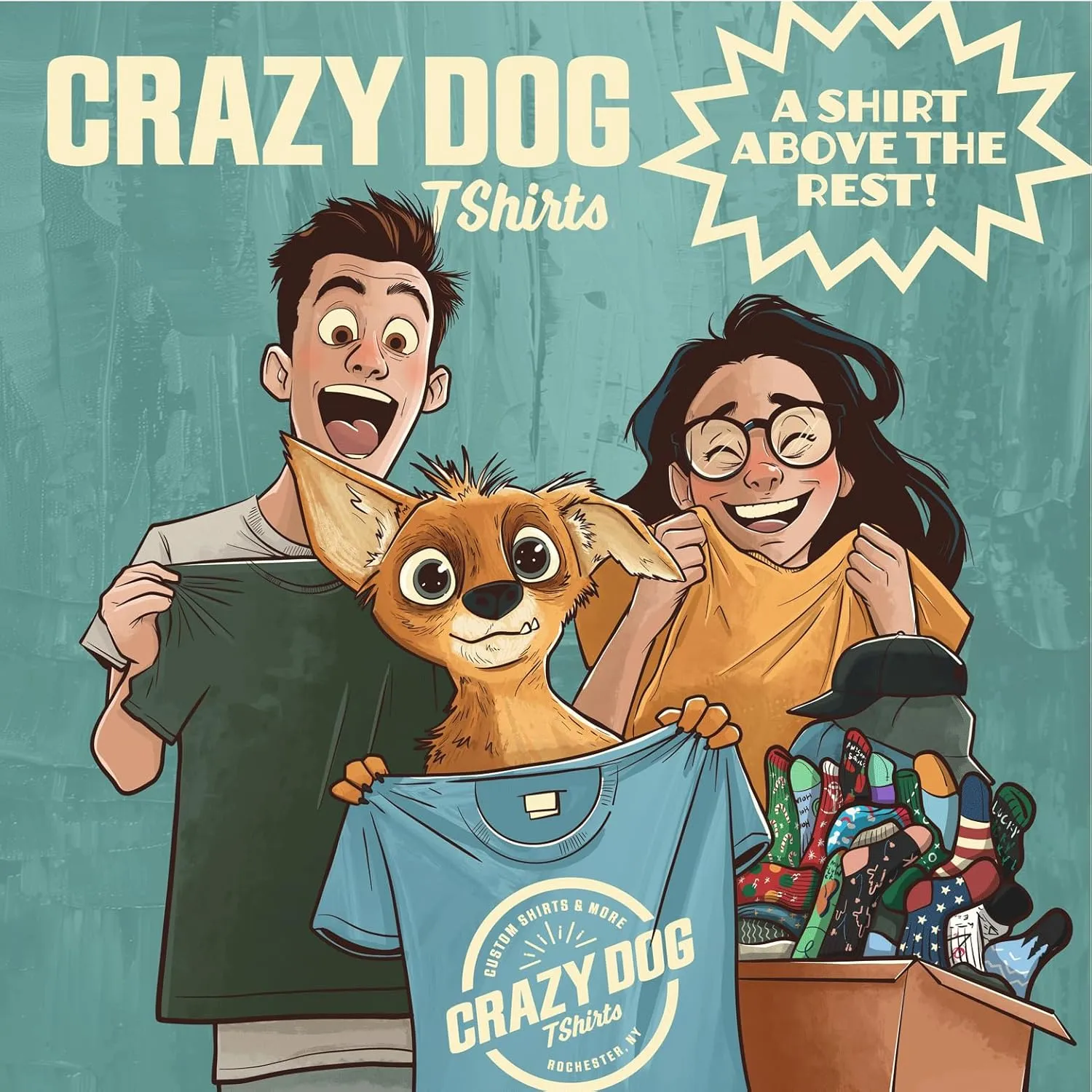 Crazy Dog Mens T Shirts Funny Sarcastic Humor Adult Joke Tees for Guys