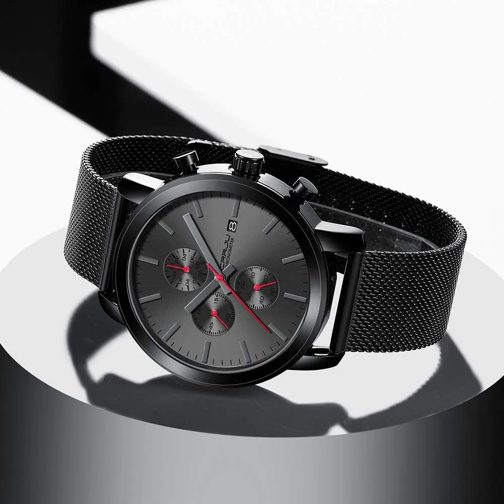CRRJU Mens Stylish Casual Quartz Watches for Men Luxury Waterproof Calendar Chronograph Japan Movement Wristwatches