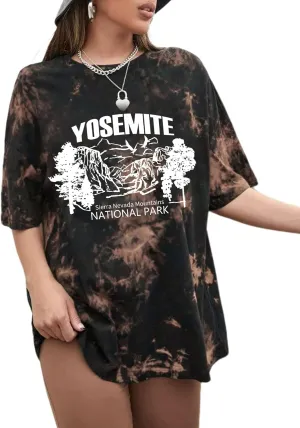 CSDAJIO Women's Graphic Oversized Tshirt Vintage Half Sleeve Round Neck Baggy Tee Summer Casual Tunic Shirt