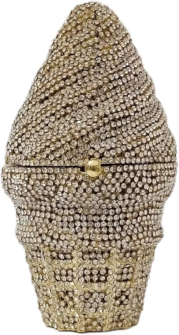 Cute Ice Cream Crystal Clutch Purse Mini Diamond Evening Bags Rhinestone for Women Party Wedding Cocktail Prom