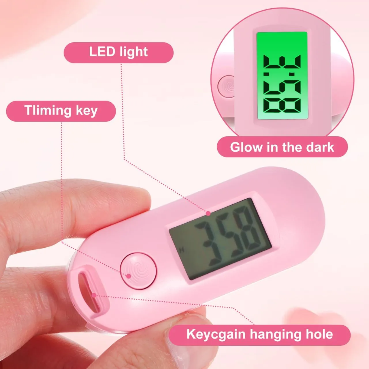 Digital Keychain Watch with Clip, Small Pocket Watch