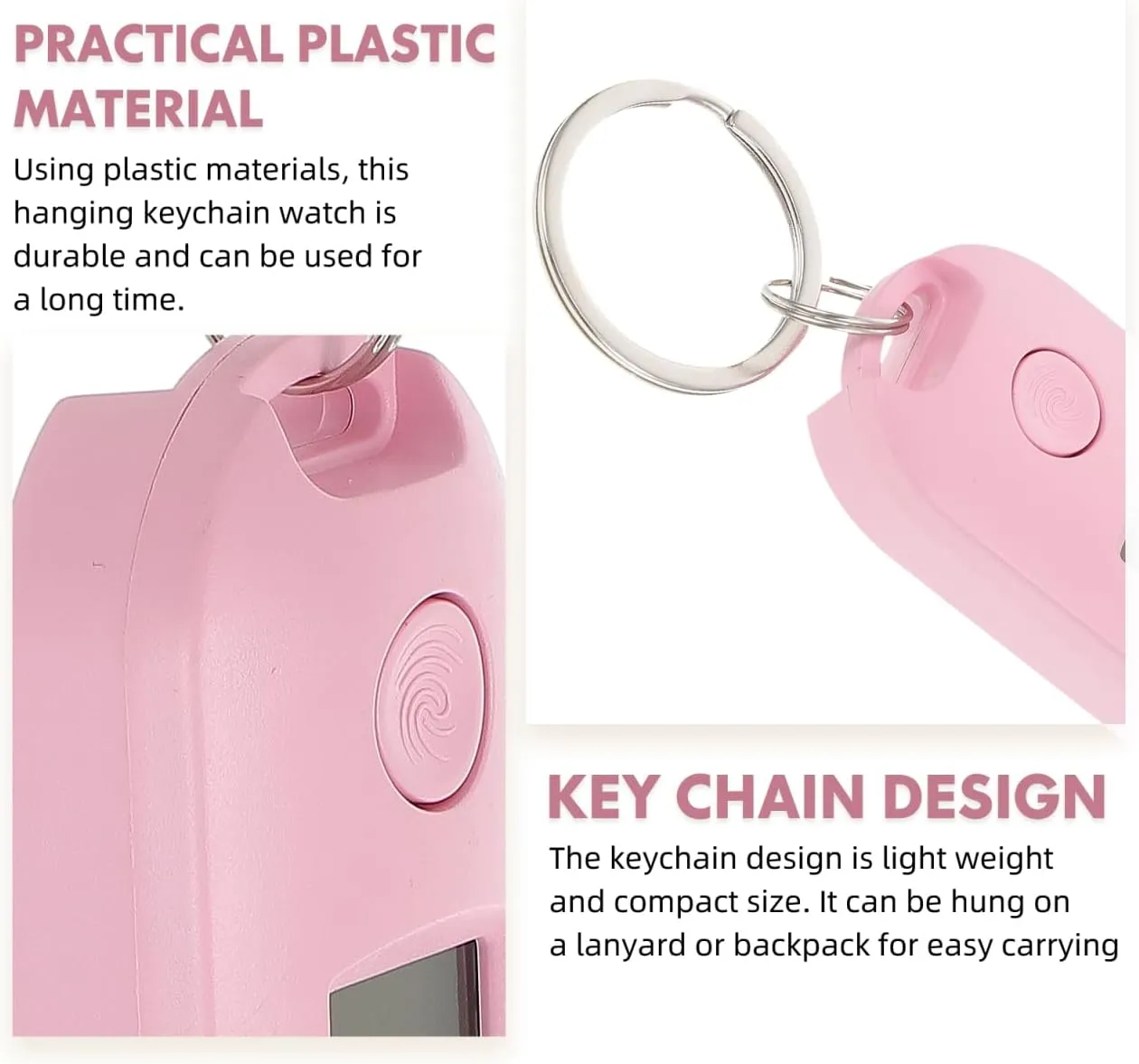 Digital Keychain Watch with Clip, Small Pocket Watch