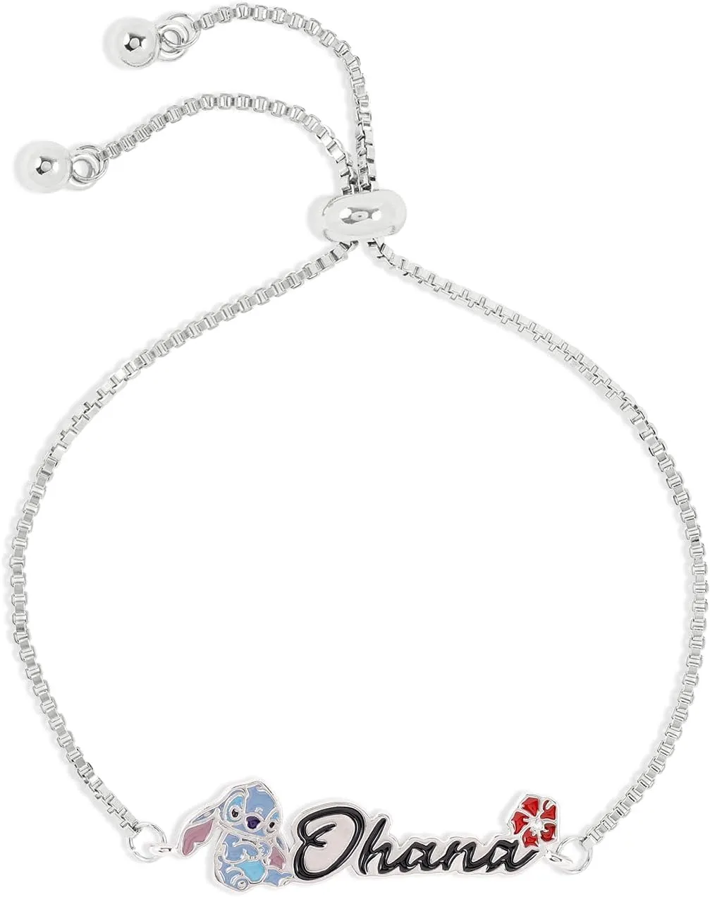 Disney Lilo and Stitch Sterling Silver Adjustable Friendship Bracelet