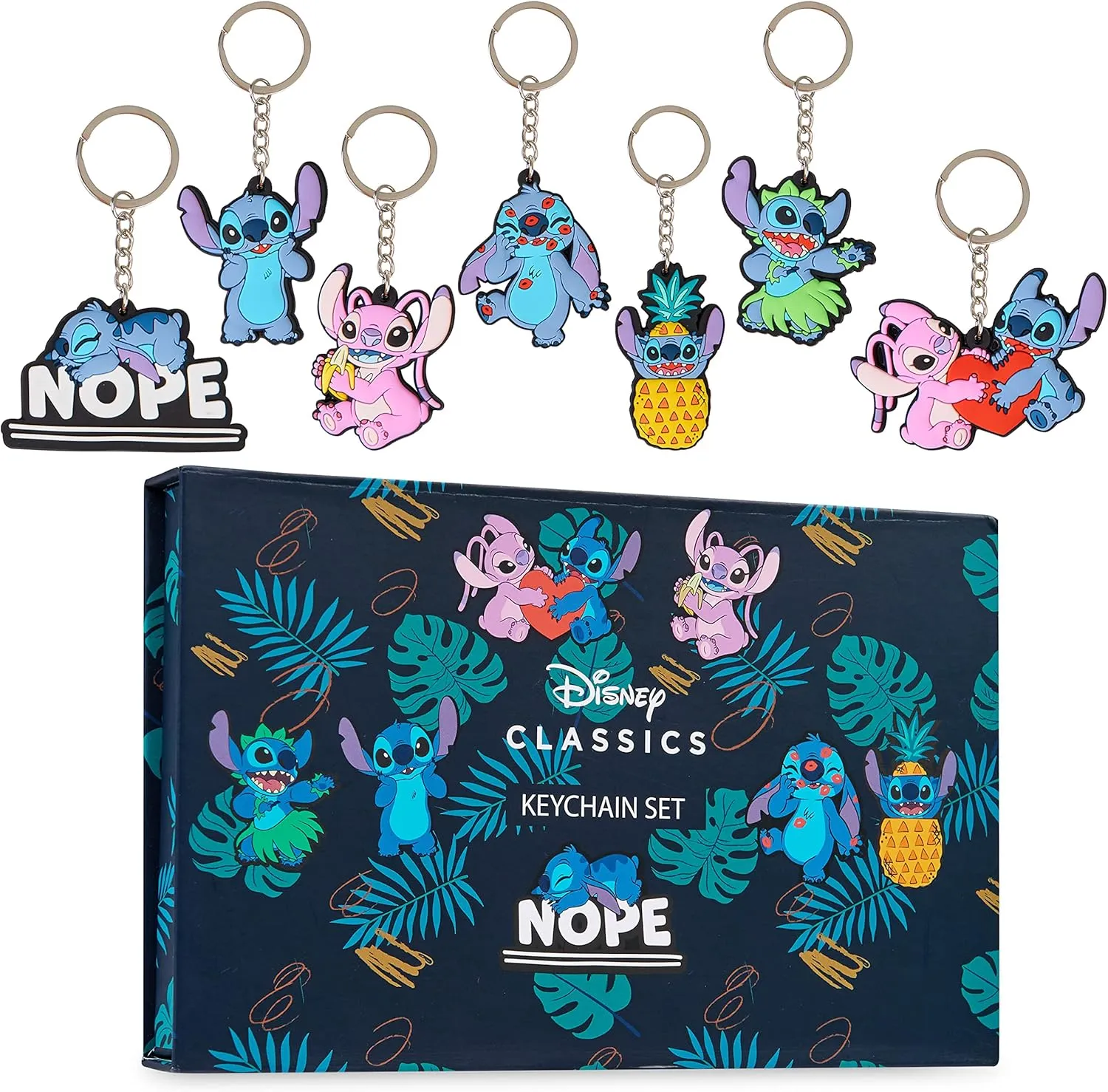 Disney Stitch Keyrings for Kids Teenagers Women Mandalorian Mini Figures Set Keychain Characters Baby Yoda