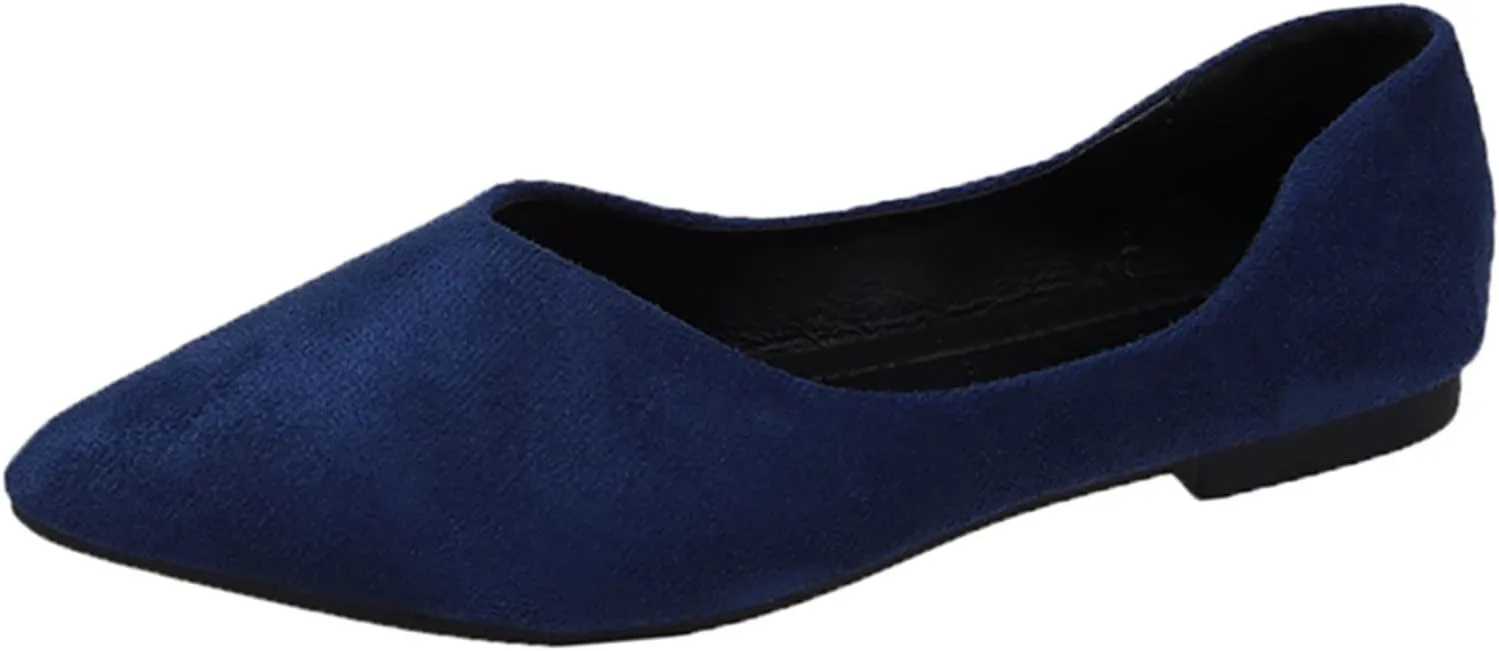 Dress Shoes for Women Suede Flat Shoes Slip On Ballet Flats Pointed Toe Walking Shoes Business Shoes Office Shoes