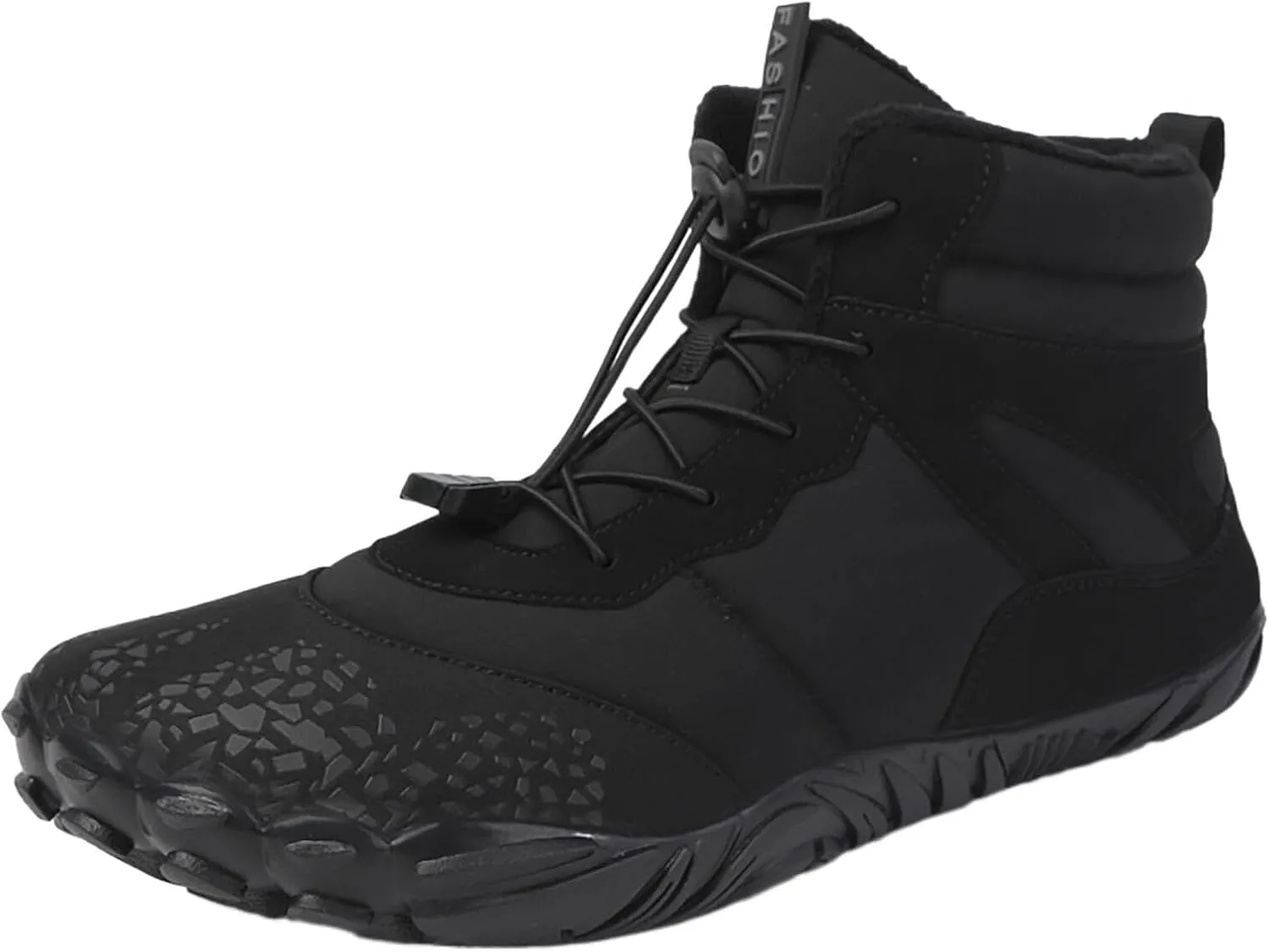 Dsisskai Wide Toe Box Barefoot Shoes for Women Men Waterproof Fur Lined Warm Winter Snow Boots Non Slip Quick Drying High Top Outdoor Hiking Trekking Walking Shoes B-Black