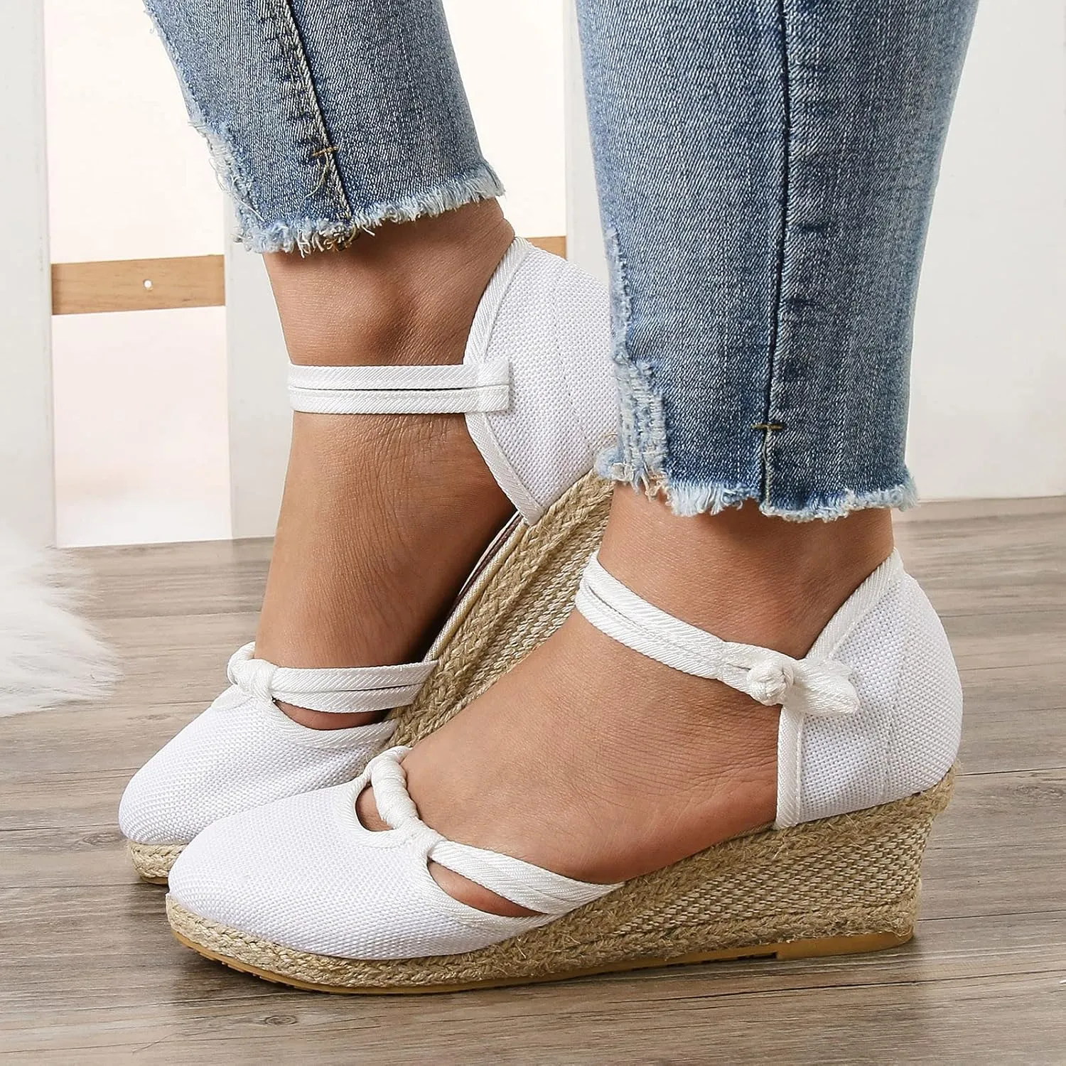 Eduavar Sandals for Women 2023, Sandals Women Dressy Summer Close Toe Sandals Comfy Breathable Wedge Platform Shoes