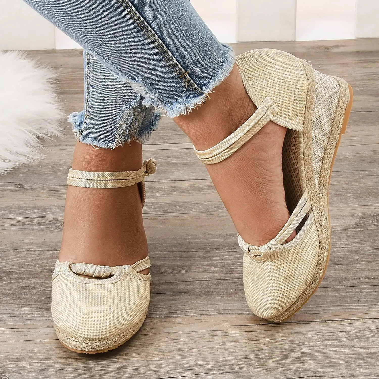 Eduavar Sandals for Women 2023, Sandals Women Dressy Summer Close Toe Sandals Comfy Breathable Wedge Platform Shoes