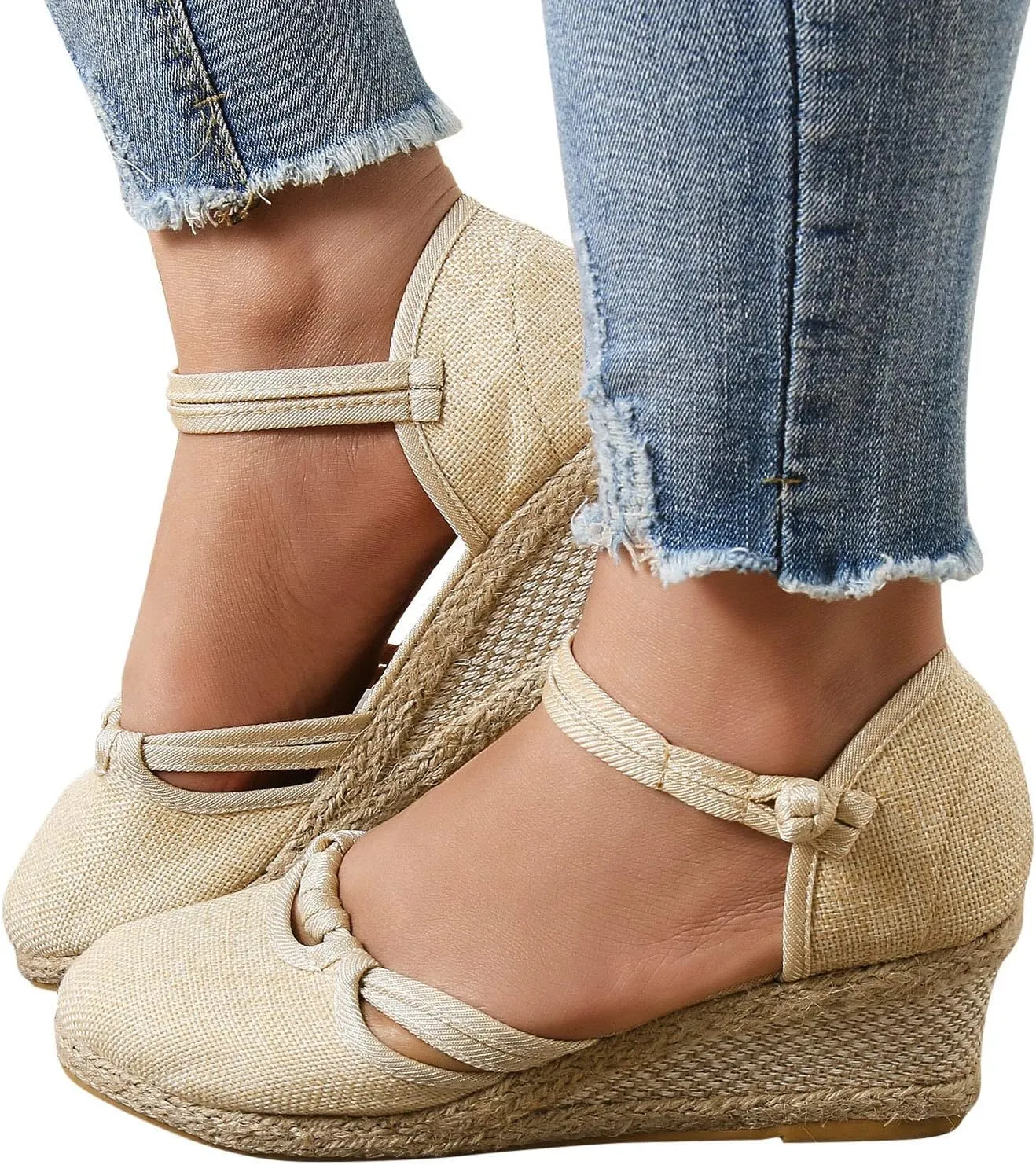 Eduavar Sandals for Women 2023, Sandals Women Dressy Summer Close Toe Sandals Comfy Breathable Wedge Platform Shoes